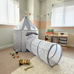 Grey Kids Play Tunnel, Pop Up Tunnel For Kids With Carry Bag