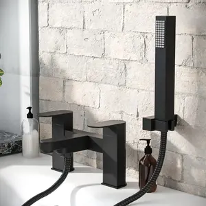 Nes Home Luxury Bath Filler Tap Shower Mixer with Handset Kit Matte Black