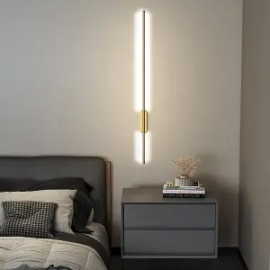 Modern Gold Linear Long Strip Aluminum LED Indoor Wall Light Wall Sconce 100cm Cool White