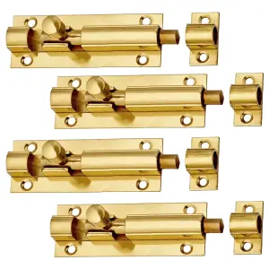 4 PCS Brass Barrel Bolt 3" Slide Lock - Security Door Locking Screws