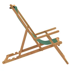 Berkfield Folding Beach Chair Solid Wood Teak Green