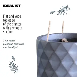 IDEALIST™ Indoor Plant Pot, (Dia) 20cm Grey Reinforced Stone Round Planter Also Can Be Used as Hanging Plant Pot D20 H24 cm