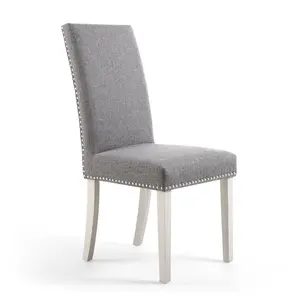 Richard Upholstered Dining Chair (Set of 2) Steel Grey Linen Effect / Natural