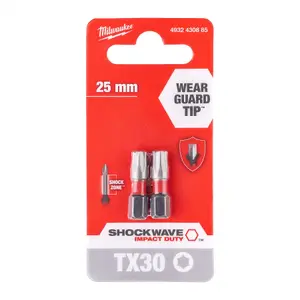 Milwaukee SHOCKWAVE TORX Impact Duty Bits TX30 25mm Pack of 2 4932472046