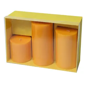 Pillar Candle Set of 3 Orange Candles by Laeto Ageless Aromatherapy - FREE DELIVERY INCLUDED