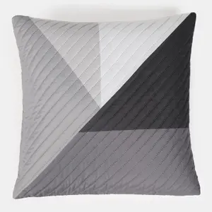 2 Pack Geometric Pinsonic Cushion Covers, Grey - 45 x 45cm