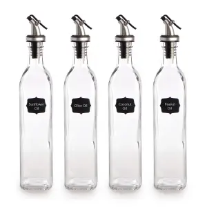 Oil and Vinegar Dispenser Bottles - 500ml Pack of 4