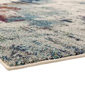 Abstract Multi Mustard Modern Easy to Clean Abstract Rug For Dining Room -200cm X 290cm