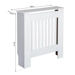 HOMCOM Radiator Cover Wooden Cabinet Vertical Slatted Vent MDF White Home