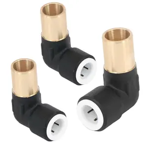 SPARES2GO Radiator Valve Reducing Elbow Stem Compression 15mm x 10mm Pushfit Black (Pack of 3)