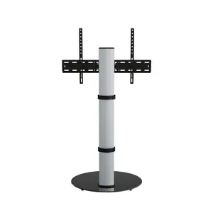 AVF Eno 60cm Pedestal TV Stand, for TVs 32-55" - Silver & Black Glass