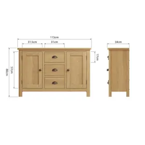 Clara Rustic Oak Large Sideboard