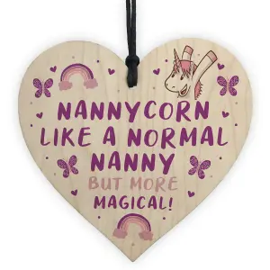 Novelty Nanny Gift For Birthday Christmas Wood Heart Unicorn Gift From Grandchildren