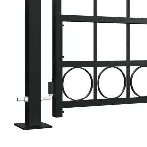 Berkfield Fence Gate with Arched Top and 2 Posts 105x204 cm Black