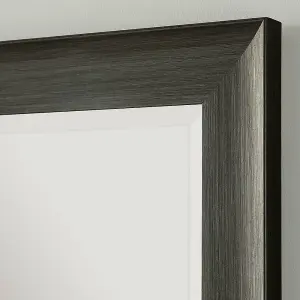 Charcoal Grey Scooped Framed Mirror 129.5x45.5cm