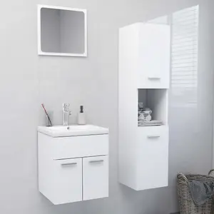 Berkfield Bathroom Furniture Set White Engineered Wood