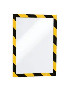 Durable DURAFRAME Adhesive Magnetic Hazard Frame - 2 Pack - A4 Black & Yellow