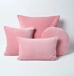 Homescapes Pink Velvet Cushion, 40 cm Round