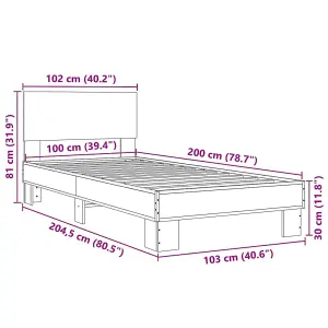 Berkfield Bed Frame without Mattress Black 100x200 cm