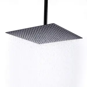 ENKI Matte Black Square Ultra Slim Stainless Steel Shower Head 400mm