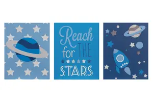 Premier Kids Kids Set of 3 Reach For The Stars Wall Plaques