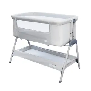 Snoozie Folding Travel Cot with Mattress Light Grey