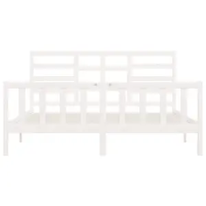 Berkfield Bed Frame White Solid Wood Pine 200x200 cm