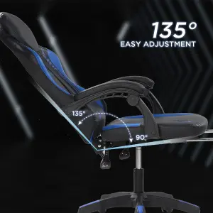 Alivio 360 Swivel Gaming Chair with Footrest Lumbar Support Back Support - Blue & Black