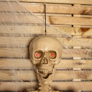 5ft (150cm) Posable Full Body Halloween LED Skeleton Decoration with Movable Joints and LED Eyes