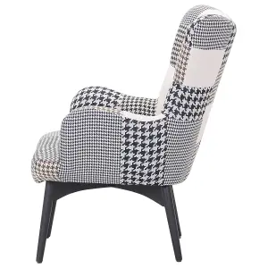 Wingback Chair VEJLE with Footstool Fabric Grey