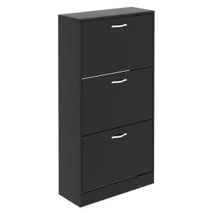 Vida Designs 3 Drawer Shoe Storage Cabinet Black