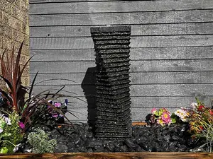 Granite Twist Water Feature - Mains Powered - Natural Stone - L25 x W25 x H60 cm