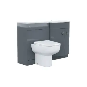 Nes Home Dene RH 1100mm Vanity Basin Unit & Debra Back To Wall Toilet Grey