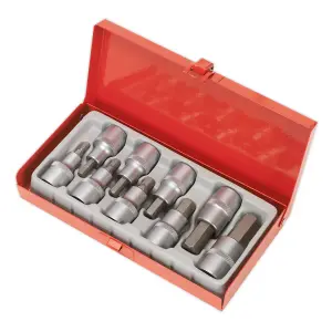 Sealey Hex Socket Bit Set Chrome Vanadium Steel 9 Pieces 1/2" Square Drive AK620