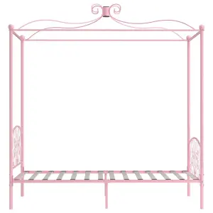 Berkfield Canopy Bed Frame Pink Metal 90x200 cm