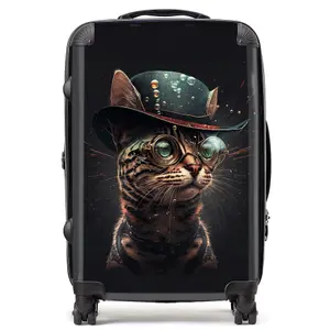 Bengal Cat Face Glasses And Hat Splashart Suitcase - Medium