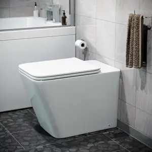 Nes Home Square Rimless Back To Wall Toilet With UF Seat White