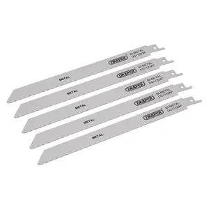 Draper  Bi-metal Reciprocating Saw Blades for Metal Cutting, 225mm, 24tpi (Pack of 5) 38593