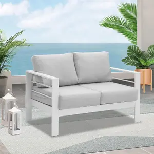 Wisteria Lane 2 Seat Loveseat Sofa Patio Furniture Aluminum - White