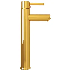 Berkfield Bathroom Sink with Tap and Push Drain Gold Tempered Glass