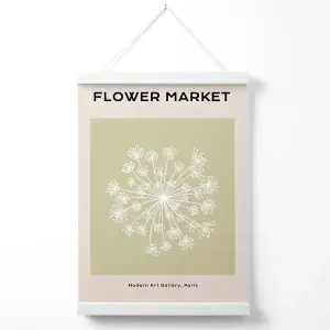 Green and Beige Dandelion Flower Market Simplicity Poster with Hanger / 33cm / White