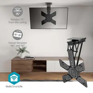 Smart Motorised Folding TV Ceiling Mount Bracket for 23-65" Screen Max 30kg Adjustable Tilt and Swivel with Remote Control