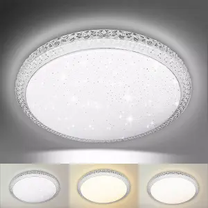 Extrastar 24W LED Round Ceiling Light CCT Colour Changing -Warm, Neutral, Daylight 3-in-1, 3000 Lumen