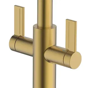 Clearwater Kira C Spout Pull Out With Twin Spray Kitchen Brushed Brass - KIR30BB