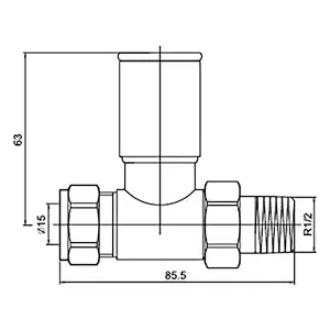 Rinse Bathrooms 15mm Designer Straight Radiator Valves - Pair