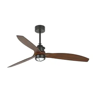 Luminosa Just LED Black, Wood Ceiling Fan with DC Motor, 3000K