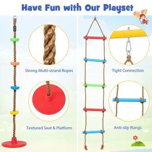 Costway 4-in-1 Kids Swing Set Outdoor Heavy-Duty Climbing Playset W/ Basketball Hoop