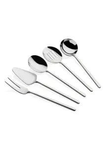 Rozi Gourmet Collection Serving Utensils, Set of 5 (Silver)