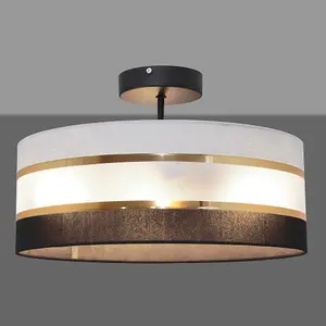 Luminosa Helen Cylindrical Ceiling Light Black, Gold, Grey 40cm