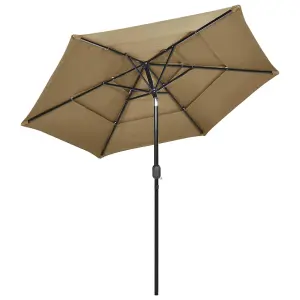 Berkfield 3-Tier Parasol with Aluminium Pole Taupe 2.5 m